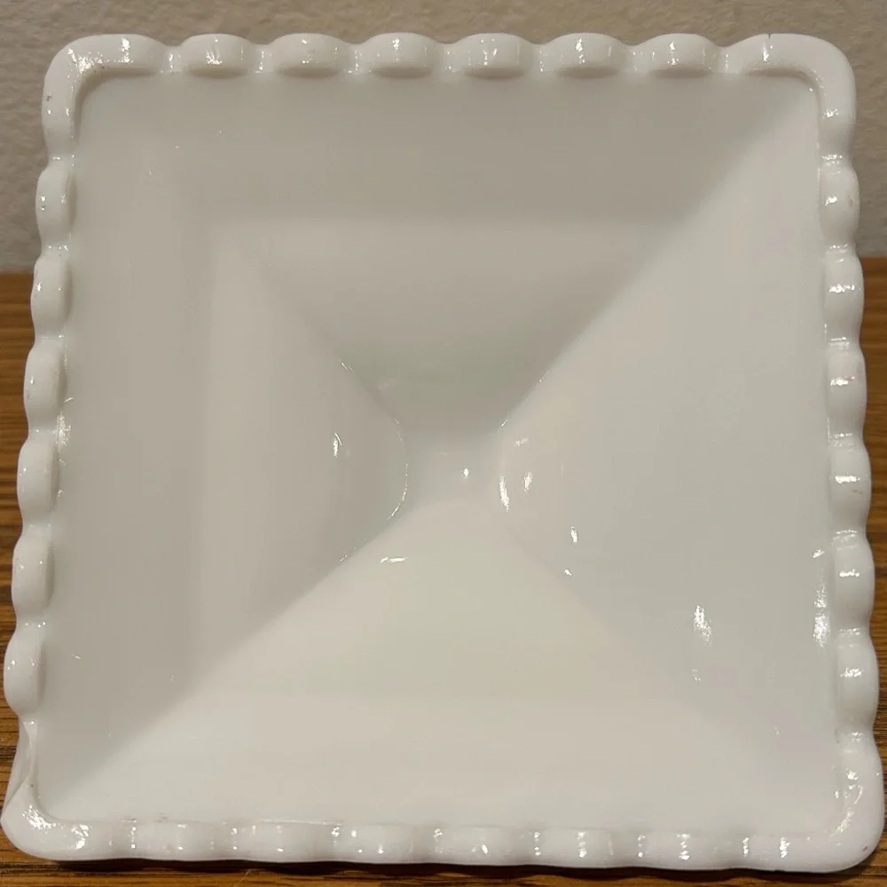 Waterford Milk Glass Candy Dish With Floral Design - Picture 11 of 12